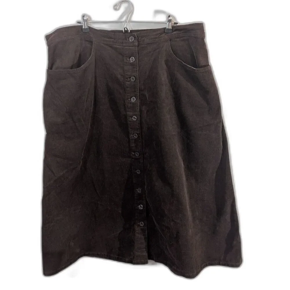 Women's Corduroy Skirt -Women Within- Brown Size 24W